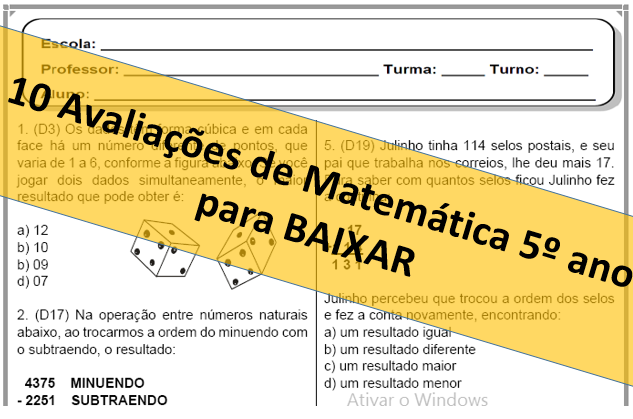 10 AVALIAÇÕES DE MATEMÁTICA DESCRITORES PARA 5º ANO2