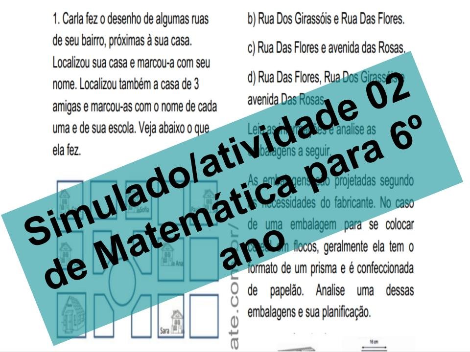 Simulado Aatividade 02 de Matemática para 6º ano