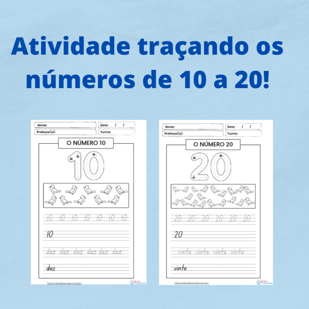 36.Atividade tracando os numeros de 10 a 20