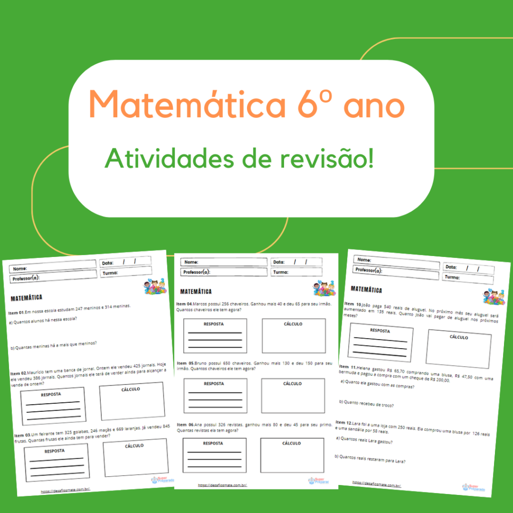 Matematica 6o ano Atividades de revisao