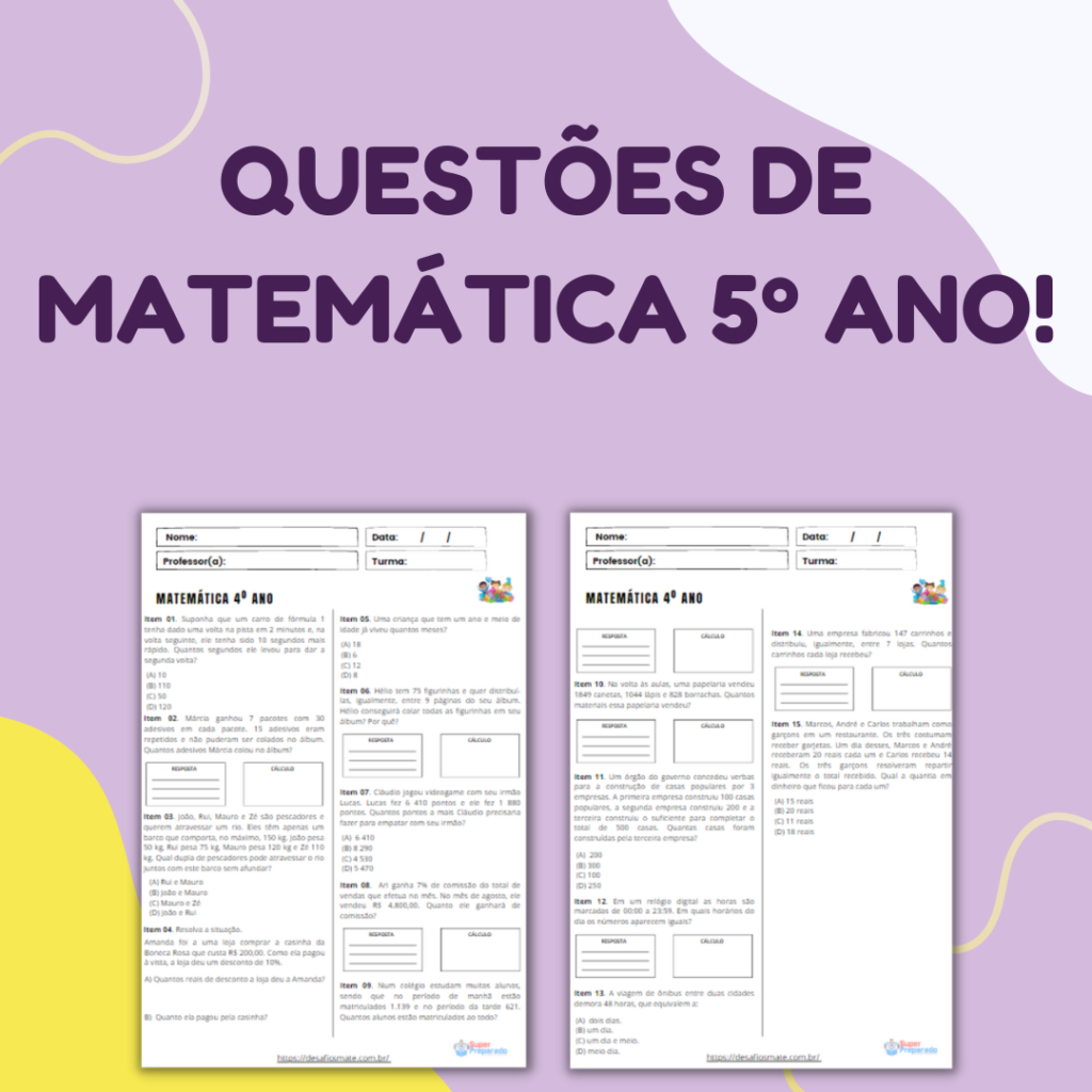 Questoes de Matematica 5o ano