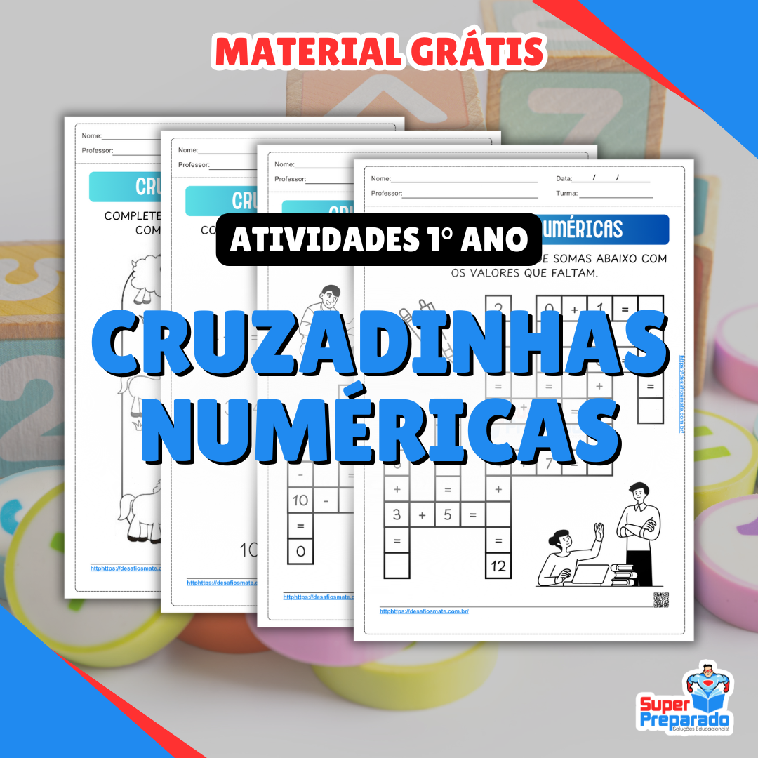 25. Atividades de Cruzadinhas Numericas para 1° Ano do Ensino Fundamental 1